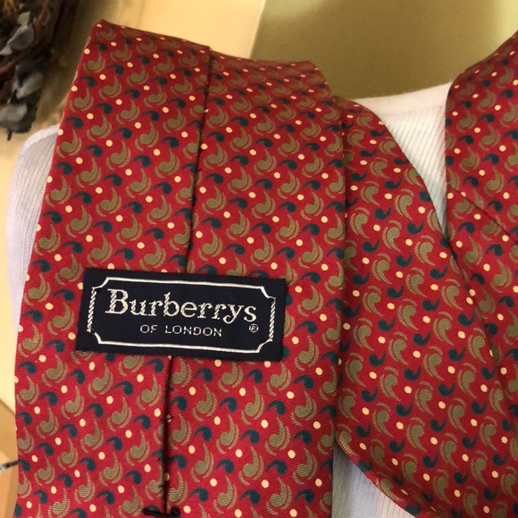 Vintage Deadstock BURBERRY’s of LONDON 100% Silk Tie Paisley Graphic Dot NEW - Picture 12 of 16